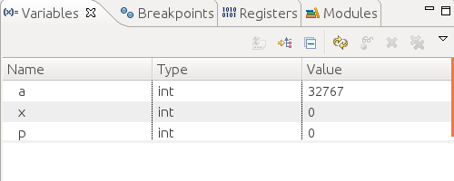 debug window variables tab